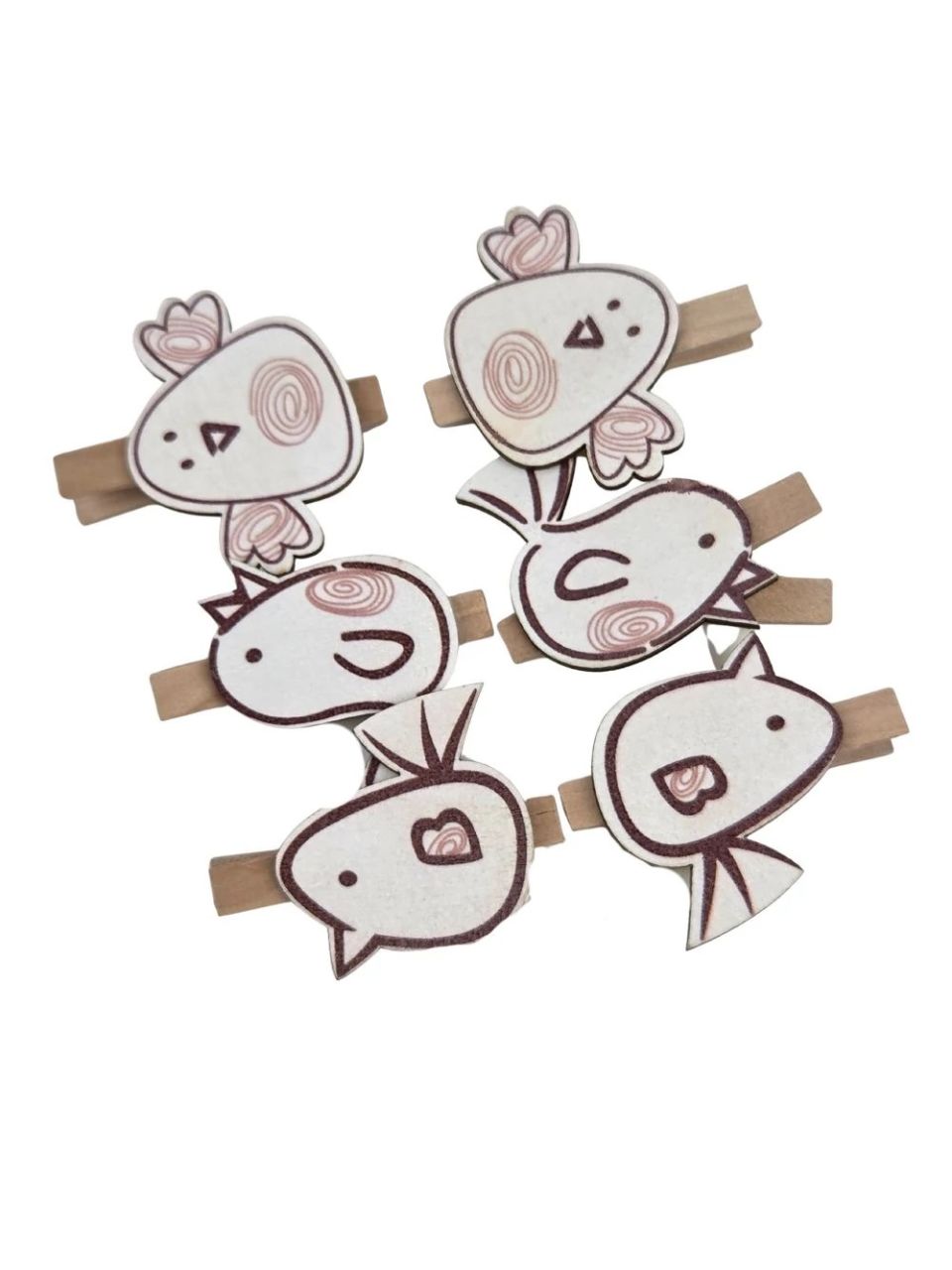 Rajzos madár csipeszes 6 db / csomag Rajzos madár csipeszes 6 db / csomag