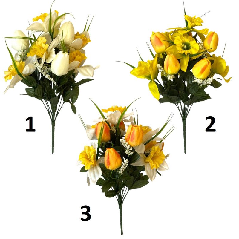 Tavaszi vegyes csokor x12 42cm - 3 féle