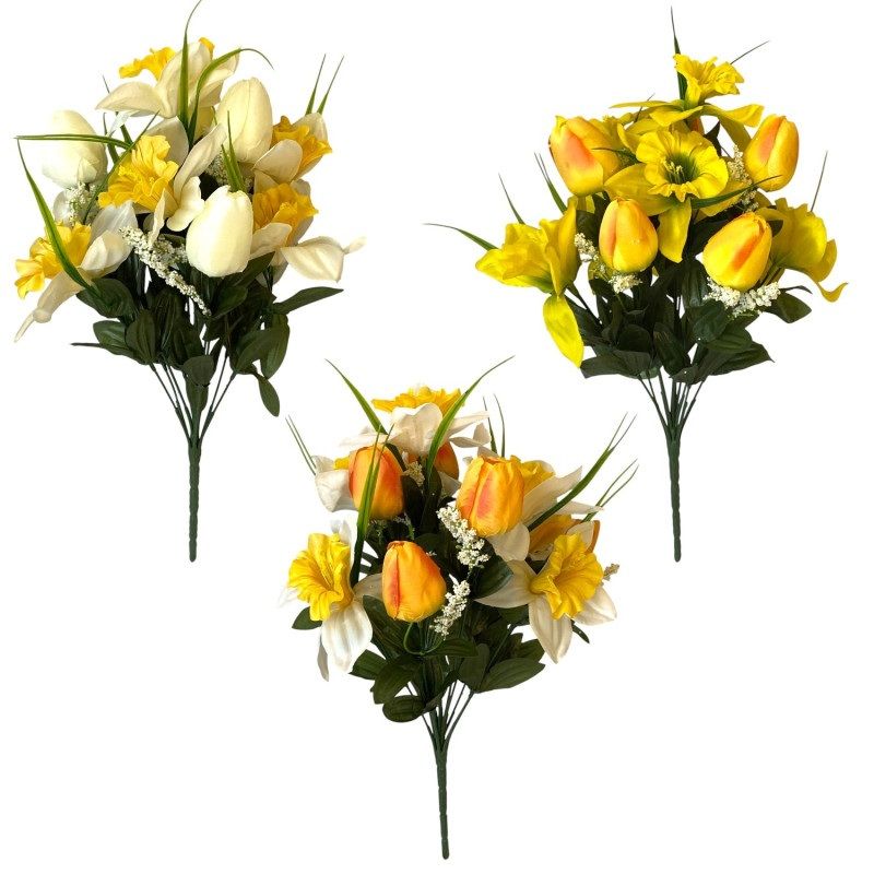 Tavaszi vegyes csokor x12 42cm - 3 féle