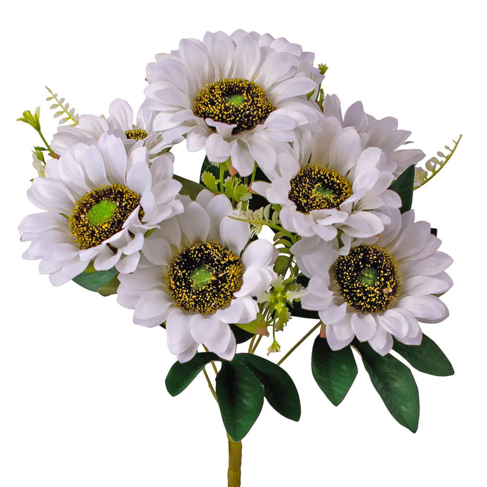 Napraforgó selyemvirág csokor 9 fejes, 40cm - 6 színben