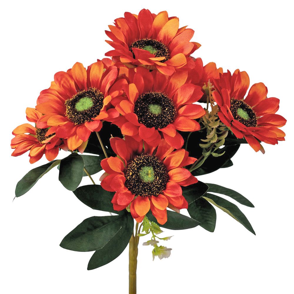 Napraforgó selyemvirág csokor 9 fejes, 40cm - 6 színben