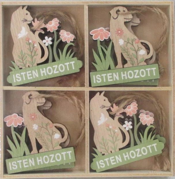 Fa akaszthatós kutya és macska 8 db / csomag