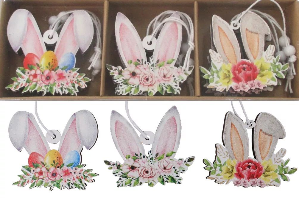 Fa akasztós nyuszifül 9 db / csomag