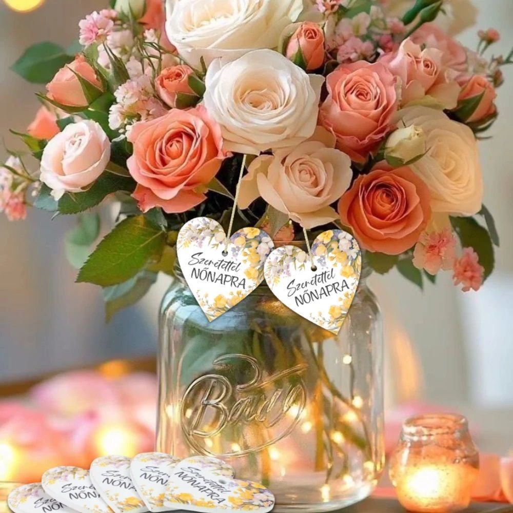 Nyomtatott fa tábla - Nőnapra szeretettel 5 db / csomag- 2 féle