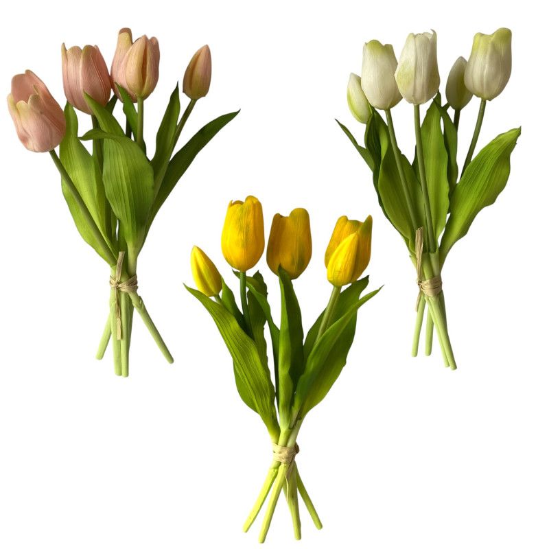 Tulipán kötegelt csokor x5 34cm - 6 színben