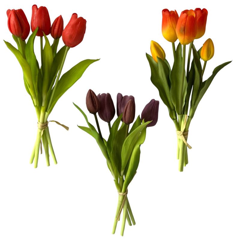 Tulipán kötegelt csokor x5 34cm - 6 színben