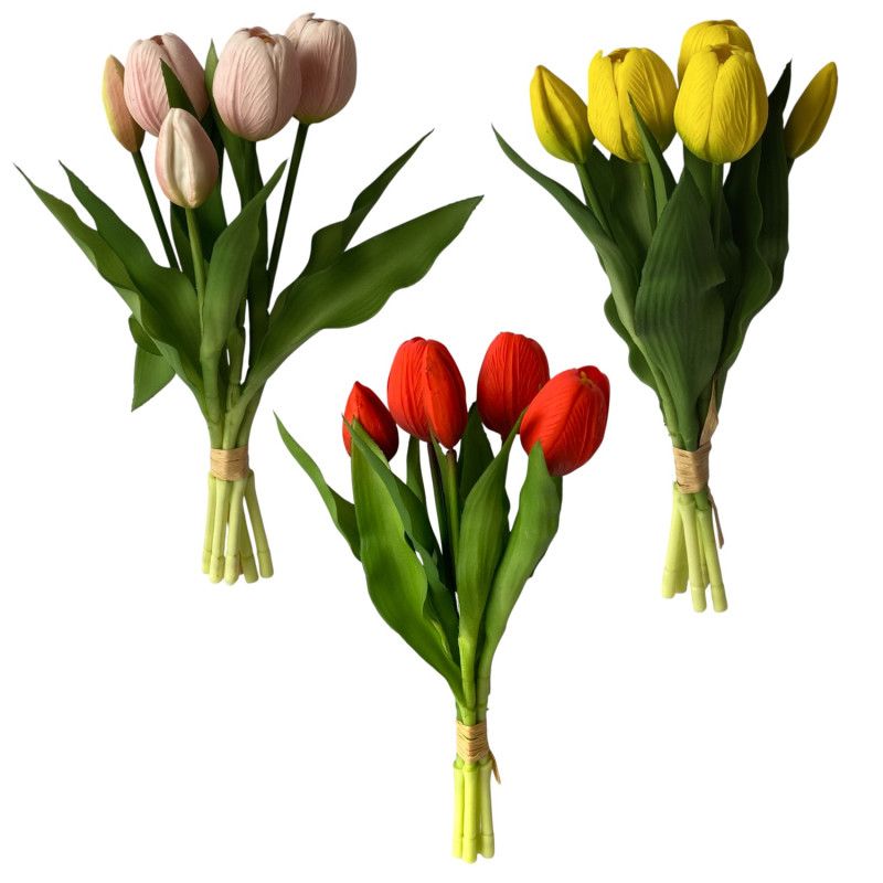 Tulipán csokor x5 30cm - 6 színben Tulipán csokor x5 30cm - 6 színben
