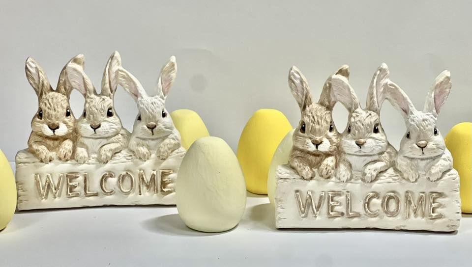 Gipsz nyuszik Welcome felirattal