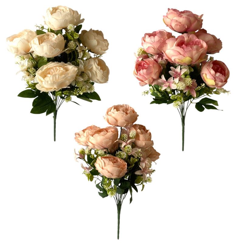Peónia csokor x12 49cm - 5 színben