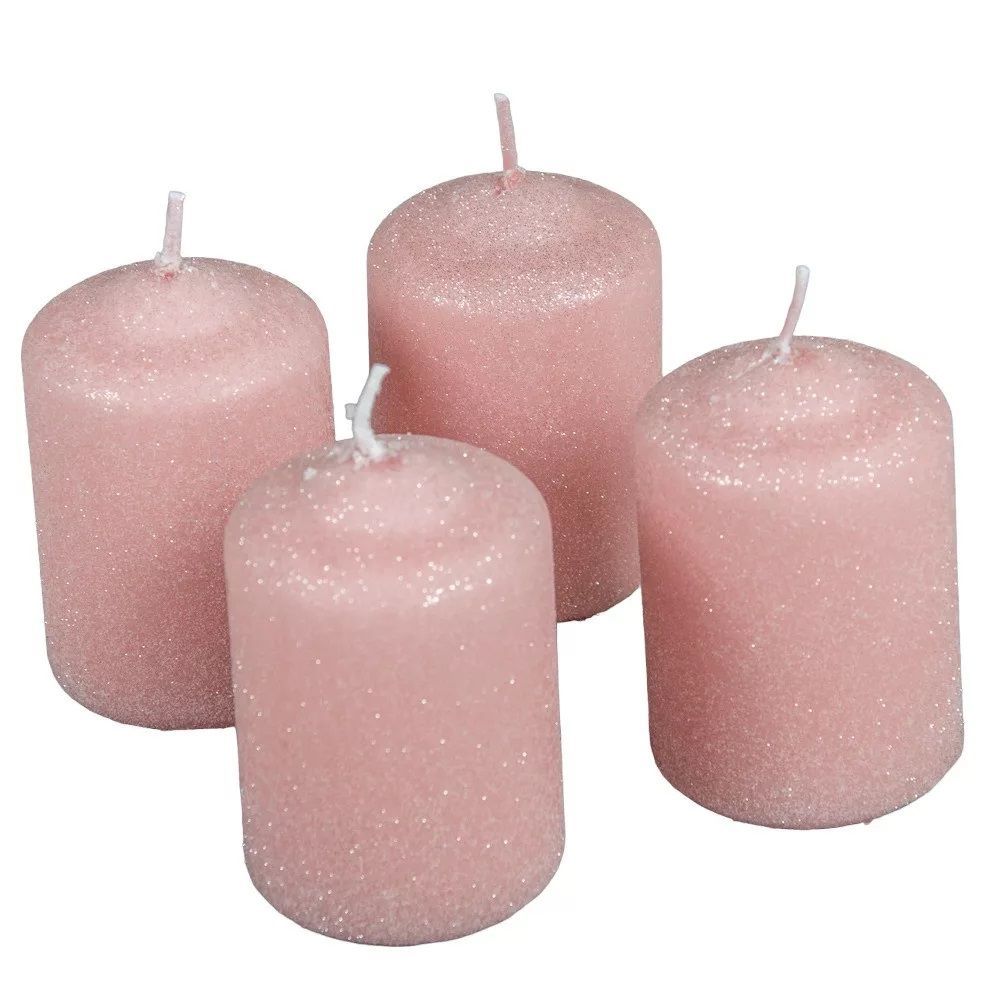 Bársony glitter henger gyertya 50x75mm 4 db / csomag - Púder
