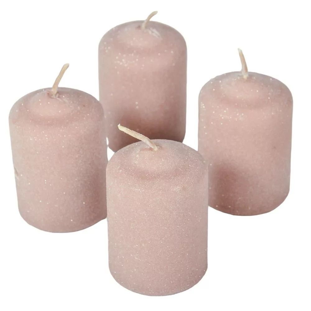 Bársony glitter henger gyertya 50x75mm 4 db / csomag - Mogyoró