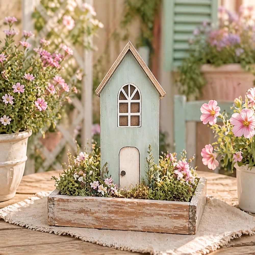 Nyomtatott dekorkarton - Pasztell házikó- 3 színben