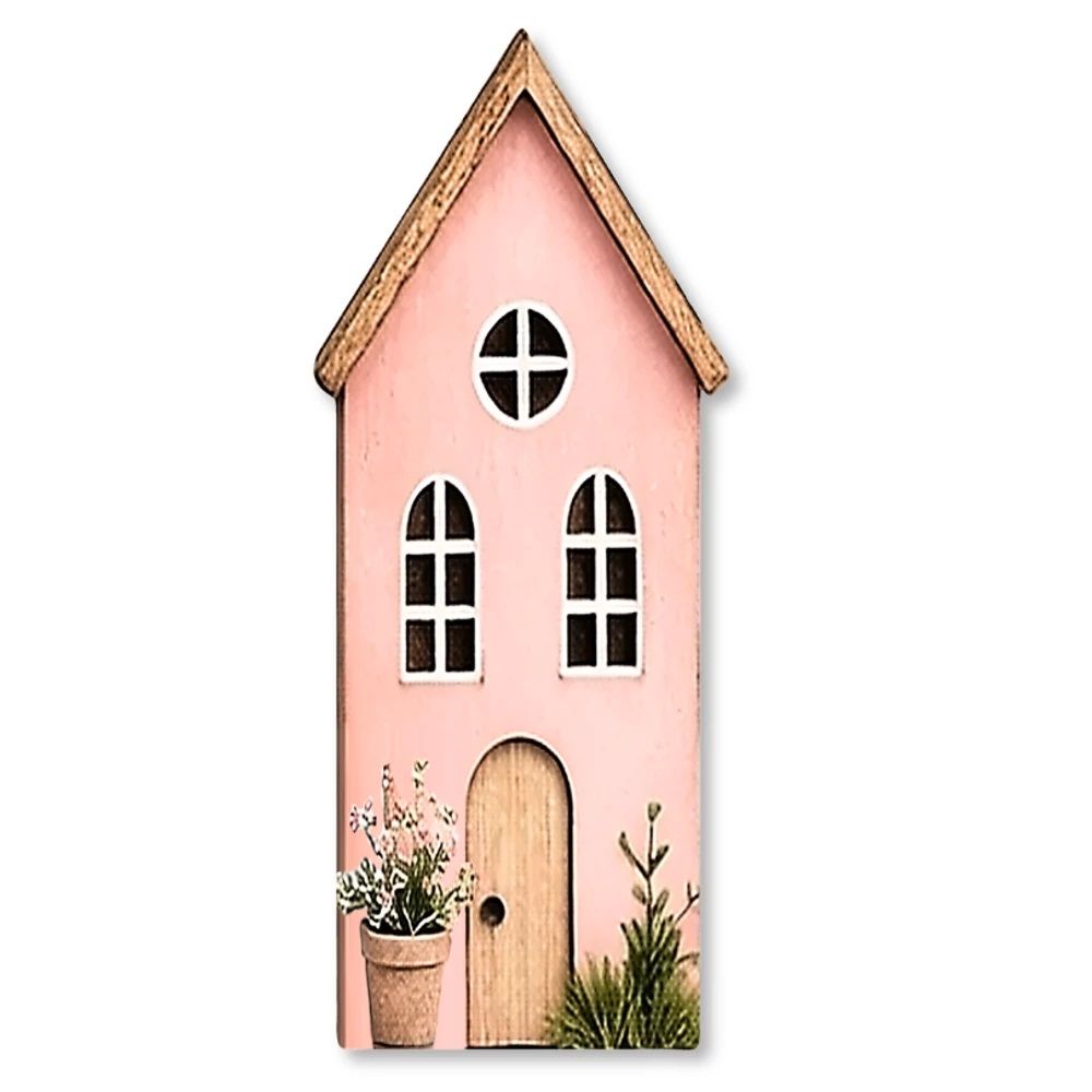 Nyomtatott dekorkarton - Pasztell házikó- 3 színben