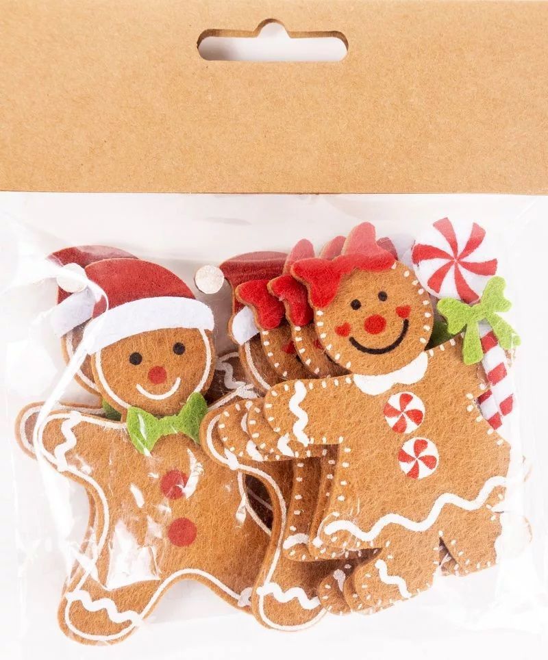 Filc akasztós mézeskalács figura 6 db / szett