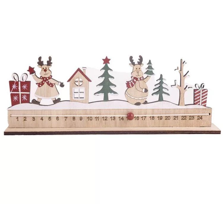 Fa adventi kalendárium rénszarvasokkal 27 x 9 cm