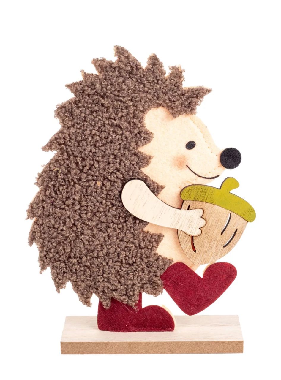 Filc sündisznó fa talpon makkal 15 x 5 x 20 cm