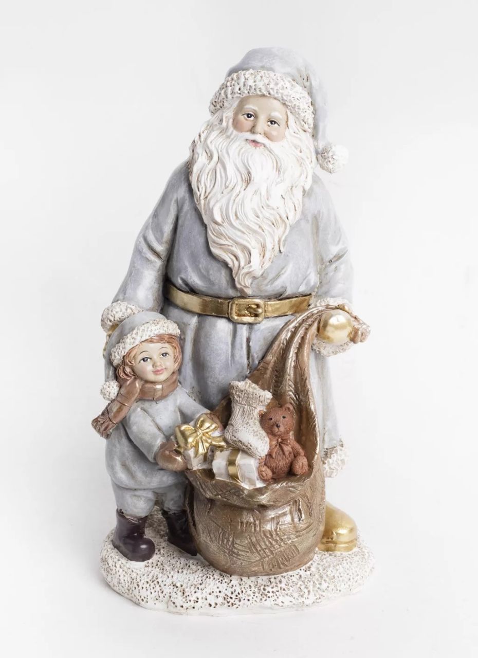 Polirezin mikulás figura gyerekkel 12 x 11 x 21,54 cm