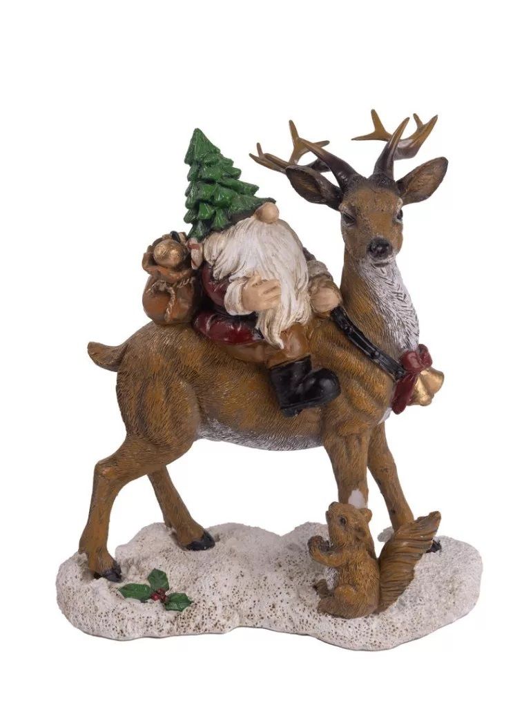 Polirezin szarvas manóval figura 18,5 x 11 x 20 cm