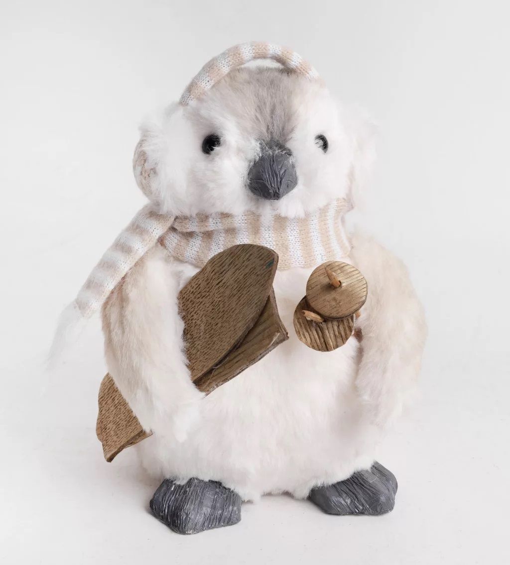 Textil pingvin síelő figura 21 cm