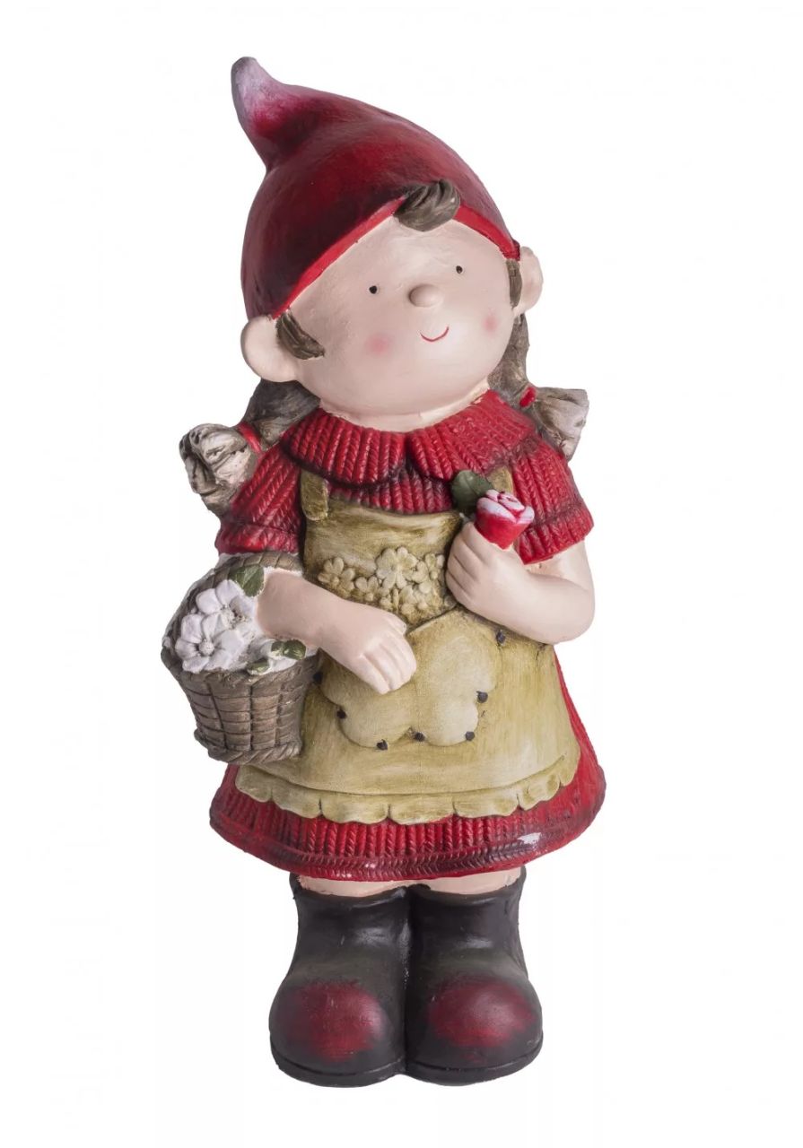 Piros ruhás kültéri lány figura 21 x53 cm