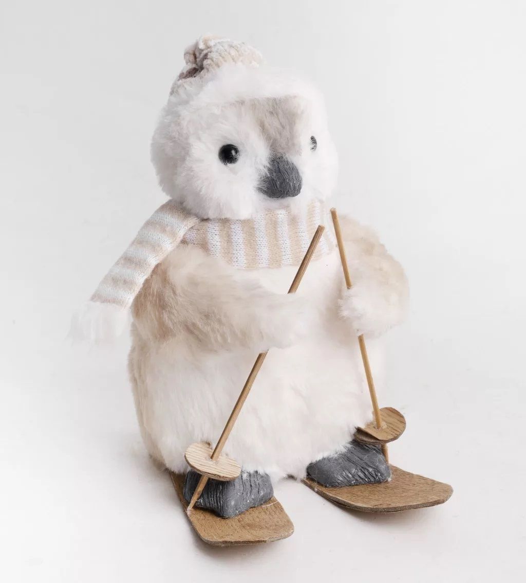 Textil síelő pingvin figura 24 cm