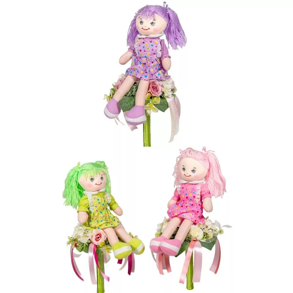 Ballagási csokor plüss babával selyem virággal 47cm - Több színben