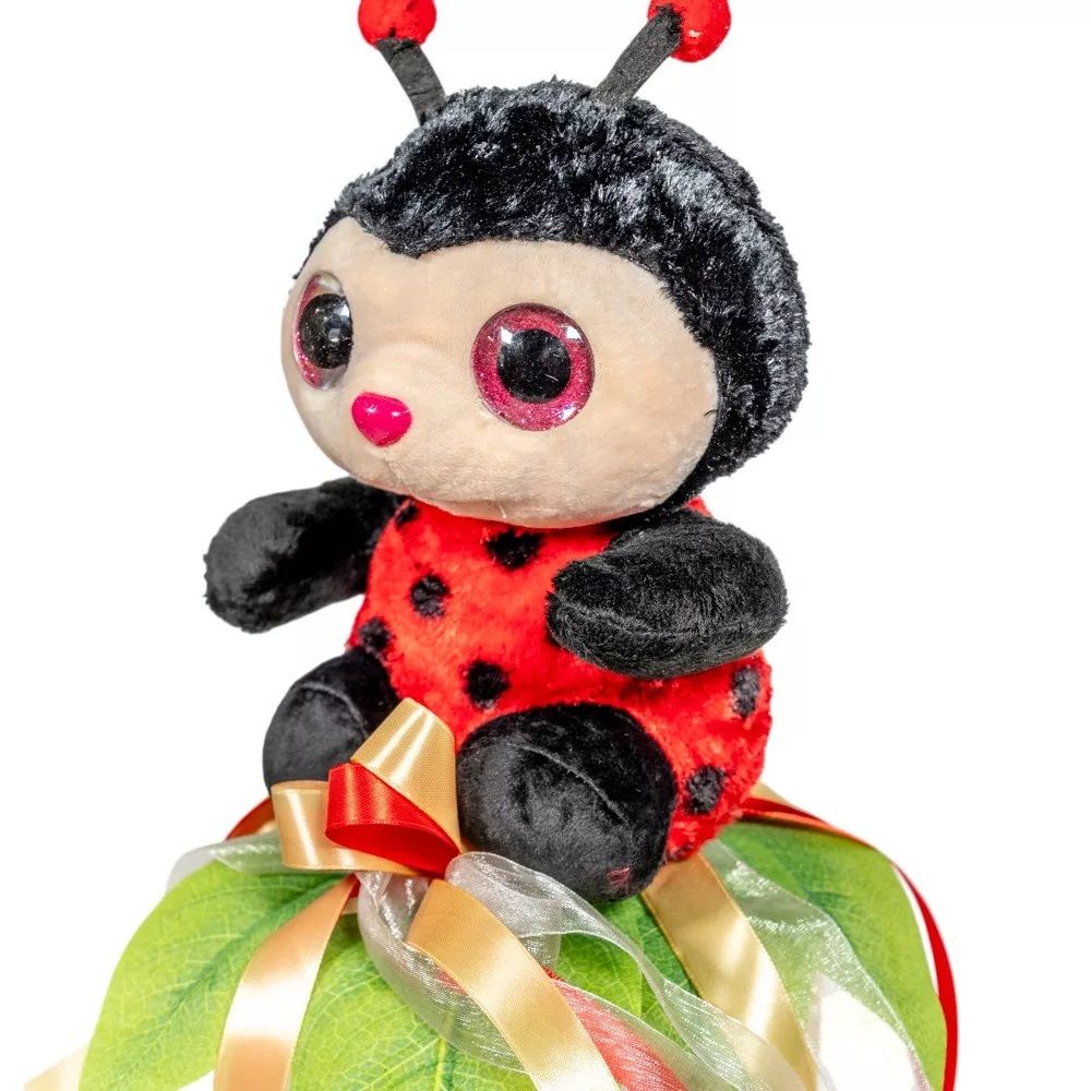 Ballagási csokor plüss katicával szalaggal 42cm