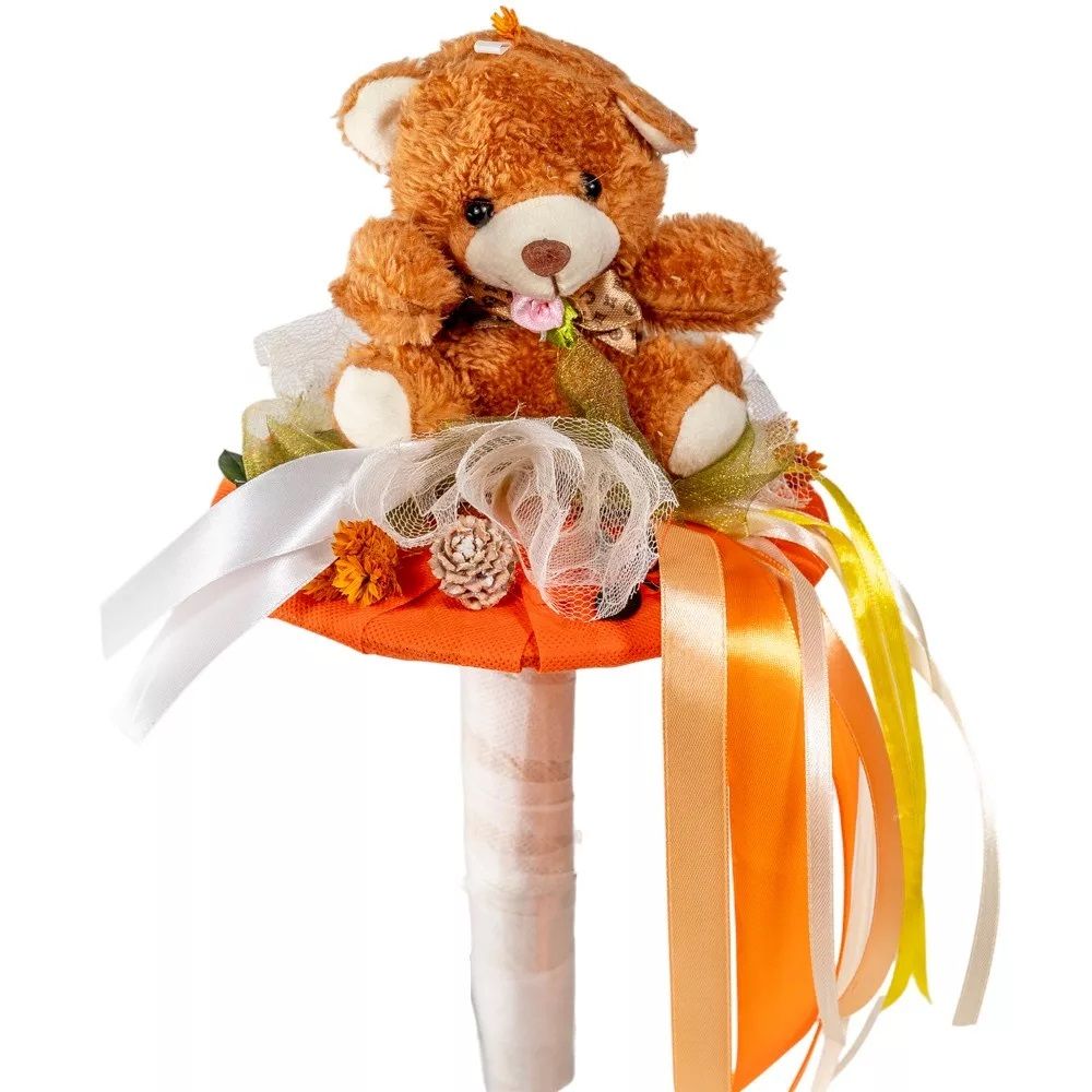 Ballagói csokor maci figurával 35cm - Több színben