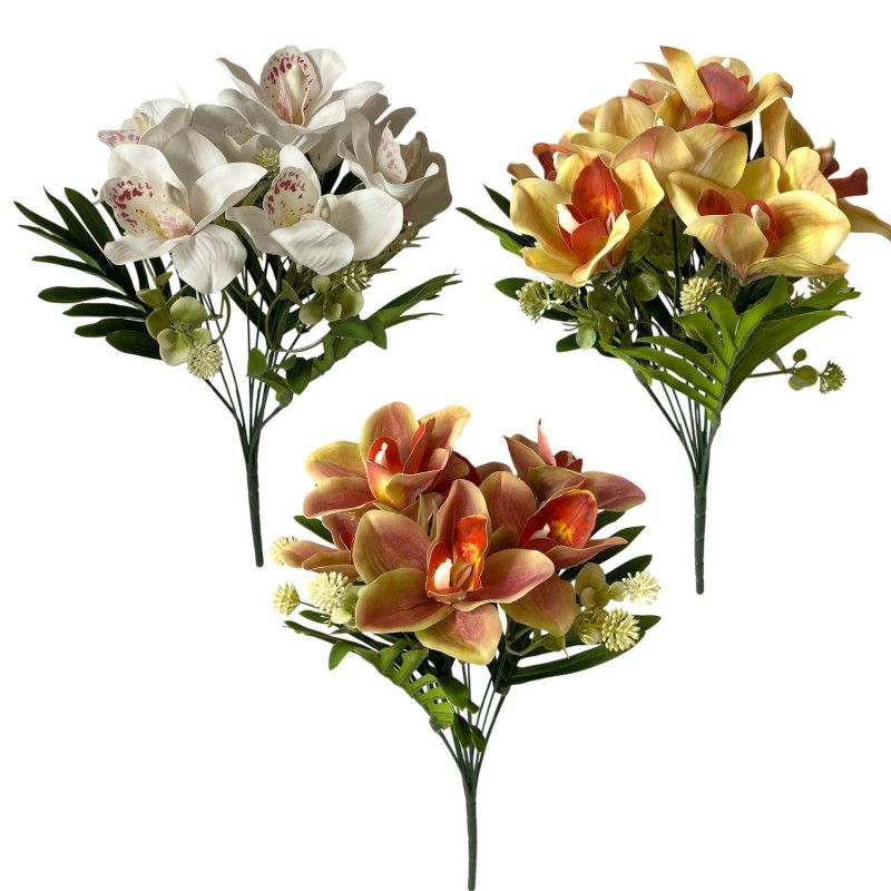 Gumi orchidea csokor x10 42cm - 5 színben