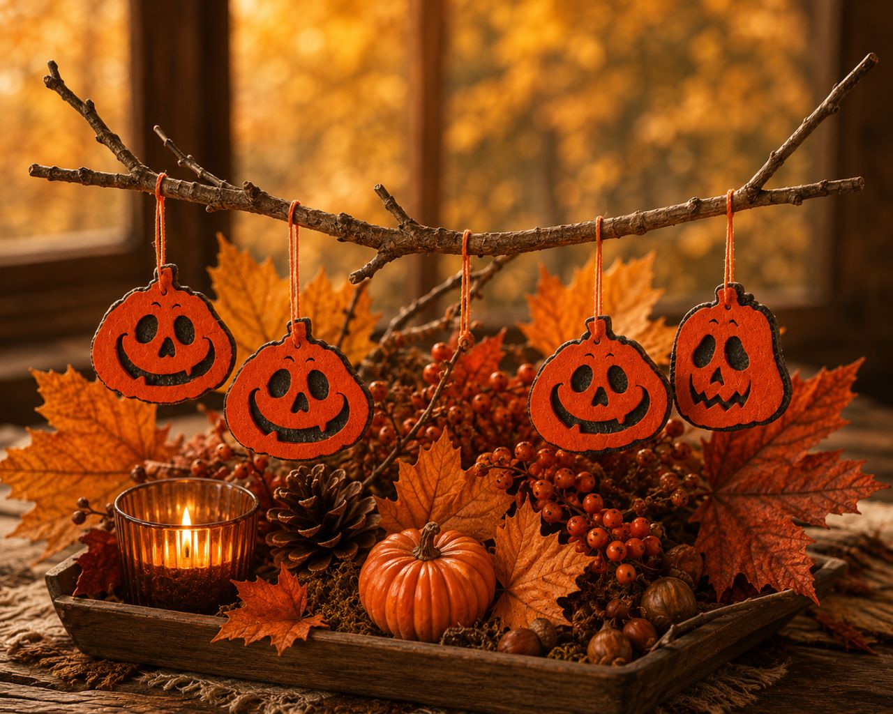 Fa akasztós Halloween tök - 4 db / szett Fa akasztós Halloween tök - 4 db / szett