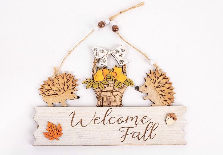 Fa sünis Welcome Fall ajtódísz – Őszi kopogtató sünökkel és tökös kosárral Fa sünis Welcome Fall ajtódísz – Őszi kopogtató sünökkel és tökös kosárral