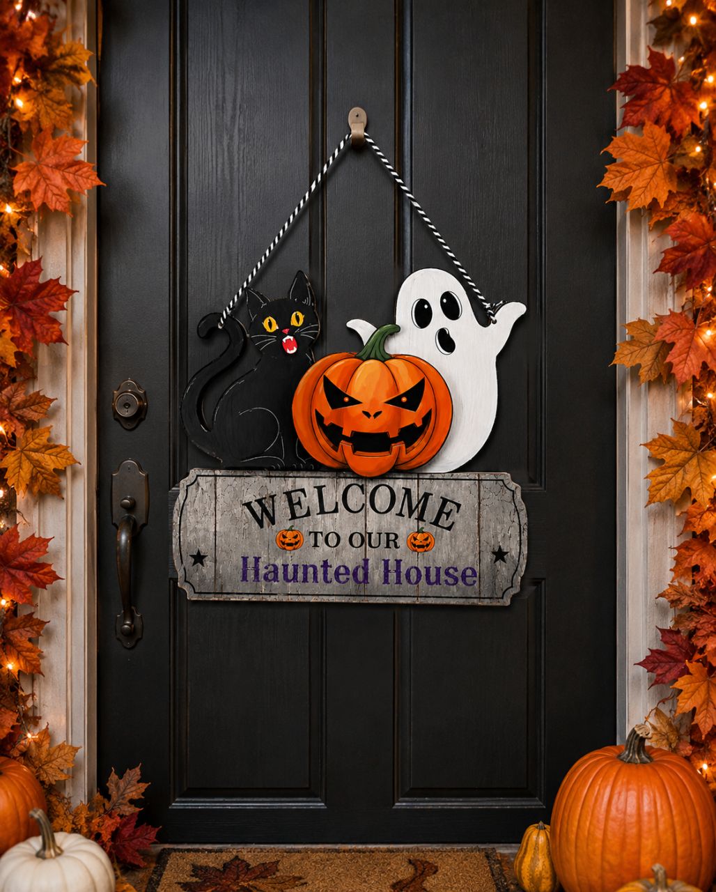 Fa kopogtató Tábla – Welcome to Our Haunted House