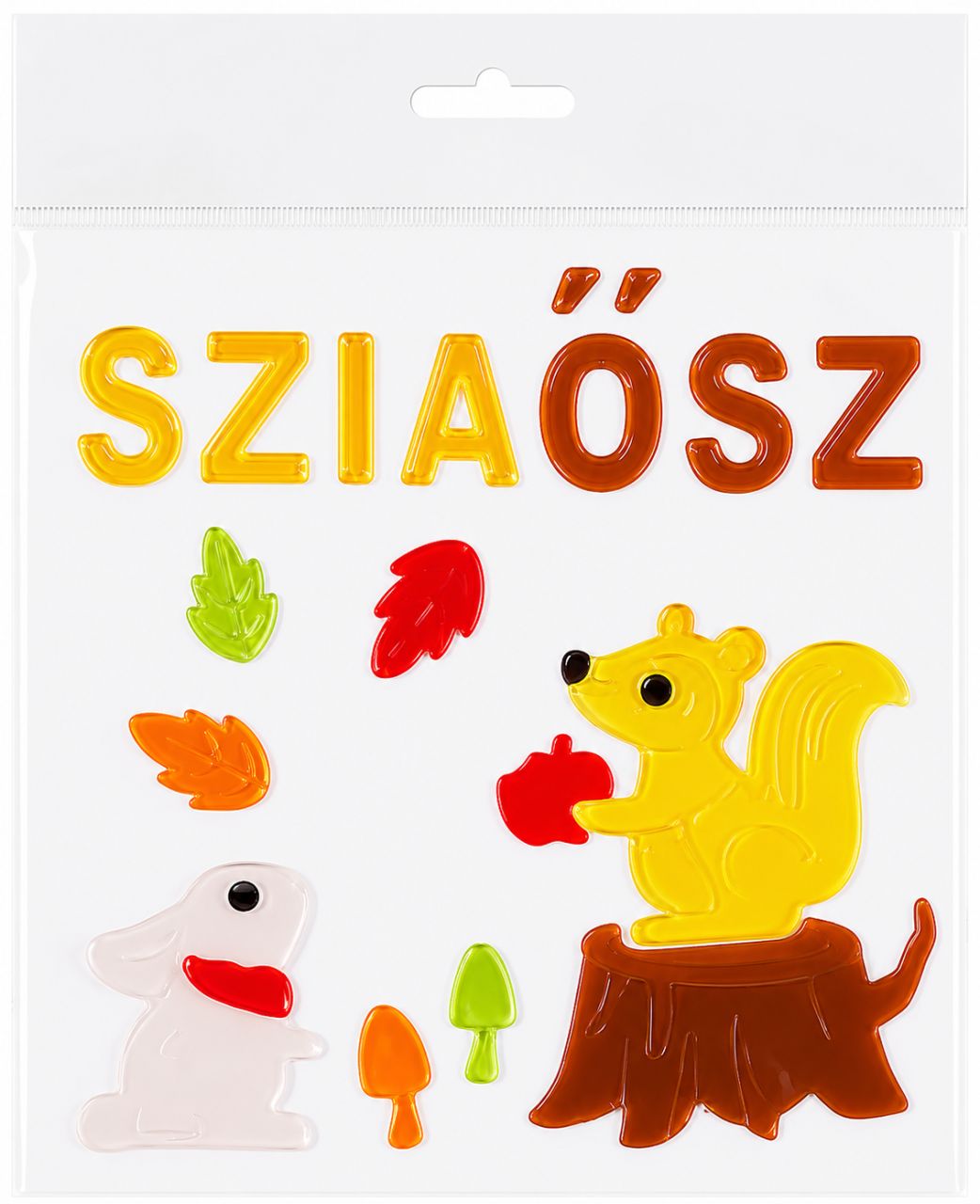 Ablakzselé mókus fatörzsön almával – Szia Ősz ablakdekoráció