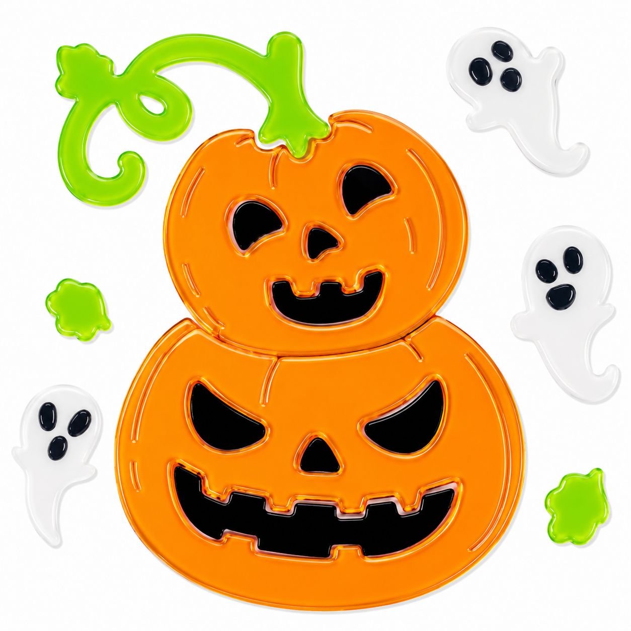 Ablakzselé Halloween emeletes tök, szellemekkel