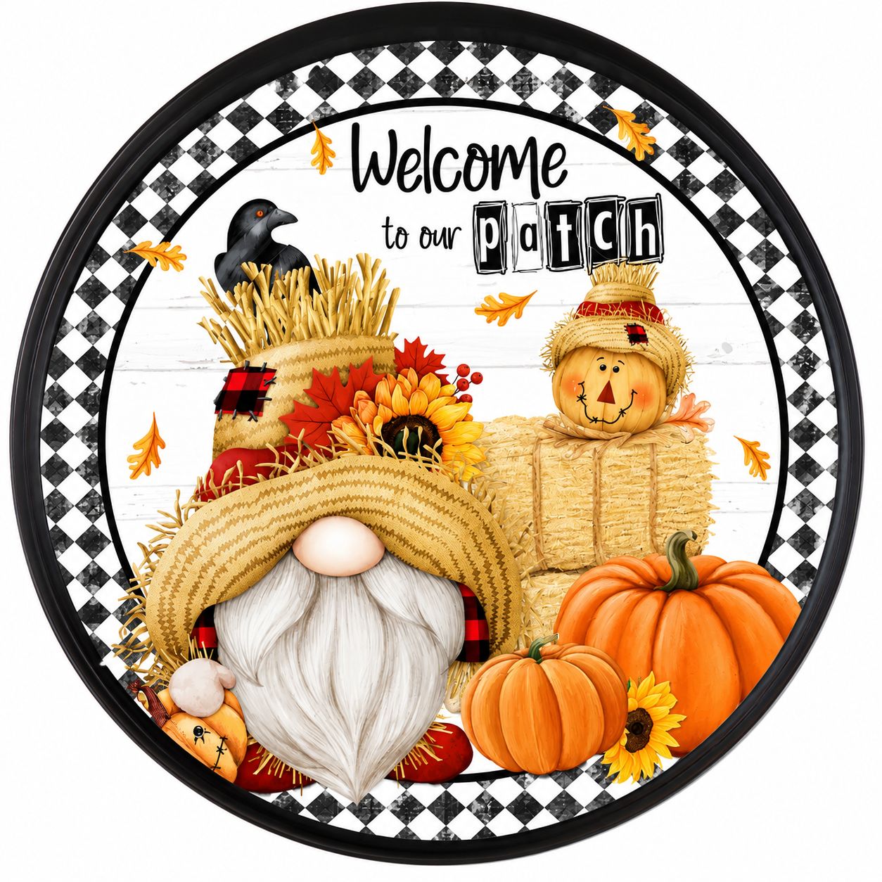 Műanyag tálca kerek – Welcome to Our Patch felirattal