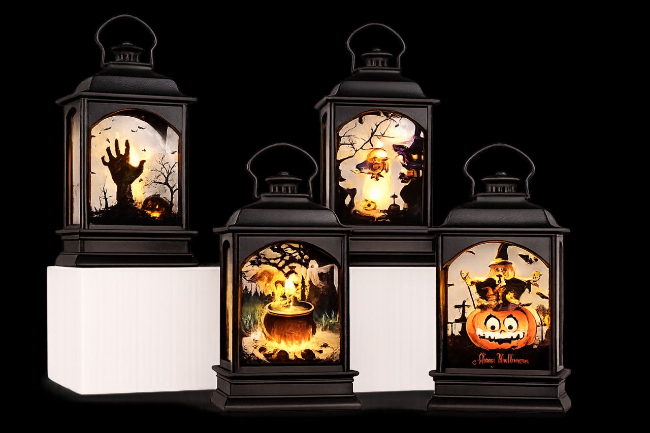 LED Halloween dekor lámpás – Világító asztali lámpás többféle mintával - 4 féle LED Halloween dekor lámpás – Világító asztali lámpás többféle mintával - 4 féle