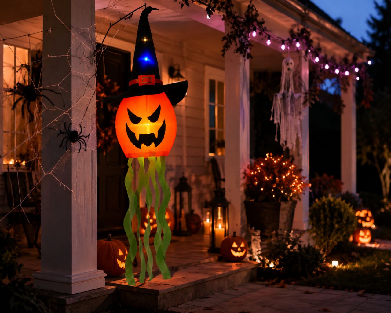 LED Halloween tök lampion boszorkány kalappal LED Halloween tök lampion boszorkány kalappal