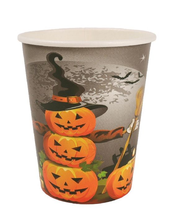 Halloween papírpohár – Tökös mintával – 250 ml – 10 db/csomag
