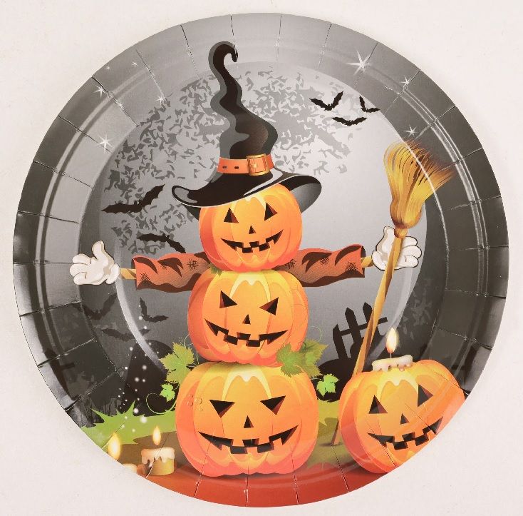 Halloween papírtányér – Tökös mintával – 23 cm – 10 db/csomag Halloween papírtányér – Tökös mintával – 23 cm – 10 db/csomag