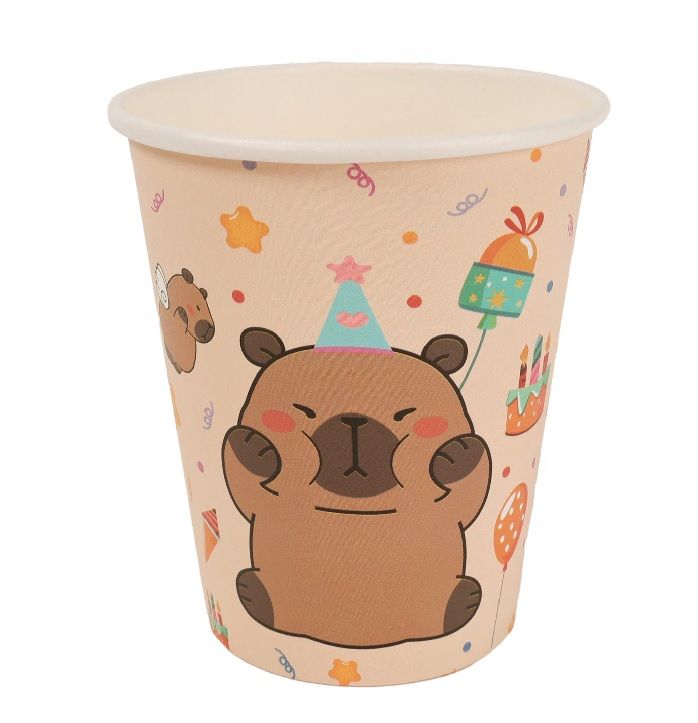 Capybara mintás papírpohár – Születésnapi party pohár – 250 ml – 10 db/csomag Capybara mintás papírpohár – Születésnapi party pohár – 250 ml – 10 db/csomag