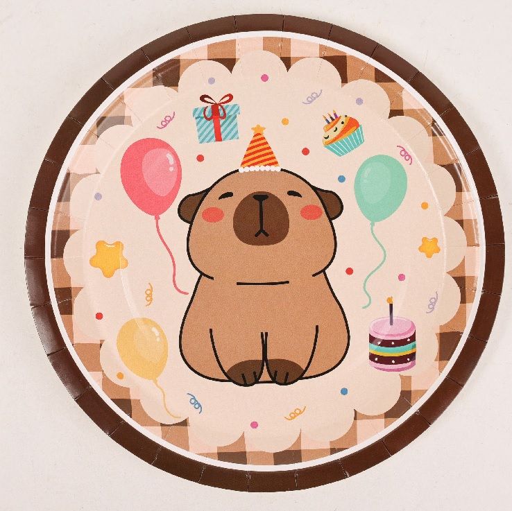 Capybara mintás papírtányér – Születésnapi party tányér – 23 cm – 10 db/csomag Capybara mintás papírtányér – Születésnapi party tányér – 23 cm – 10 db/csomag