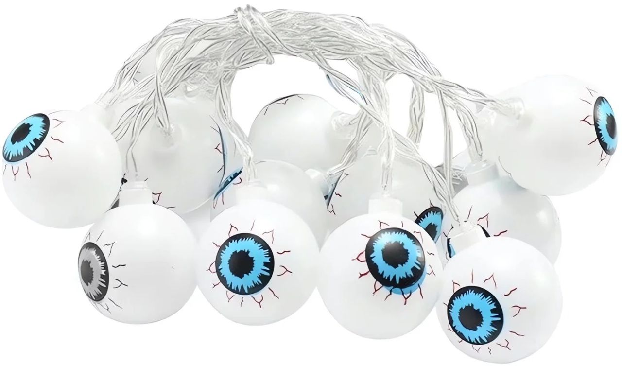 Halloween LED szemgolyó égősor – Világító szem fényfüzér dekoráció Halloween LED szemgolyó égősor – Világító szem fényfüzér dekoráció