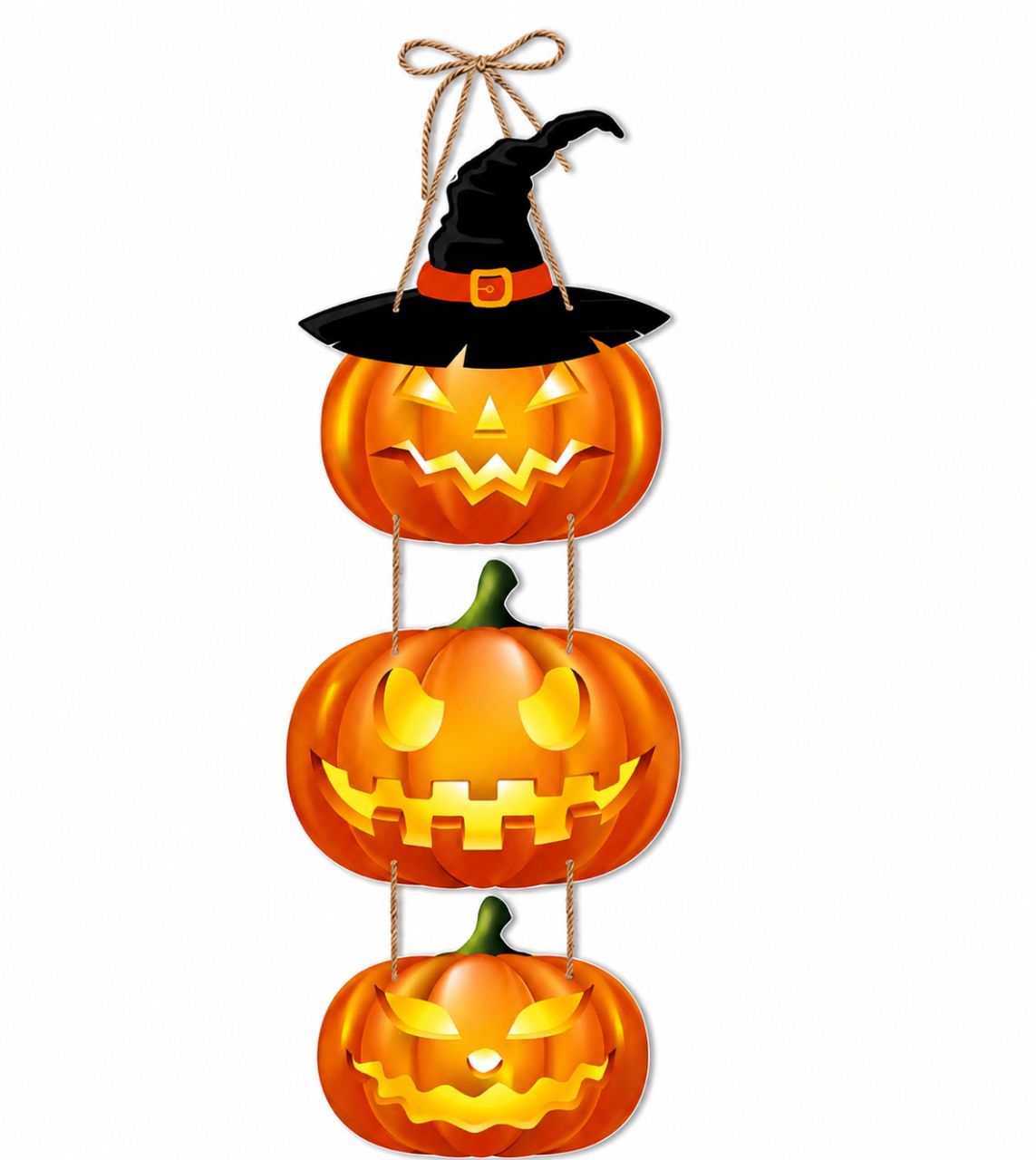 Halloween papír ajtódísz – 3 részes függő tök dekoráció – 64 cm Halloween papír ajtódísz – 3 részes függő tök dekoráció – 64 cm