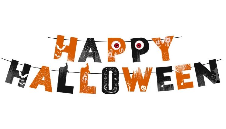 Happy Halloween papír girland – Narancs-fekete Halloween felirat dekoráció Happy Halloween papír girland – Narancs-fekete Halloween felirat dekoráció