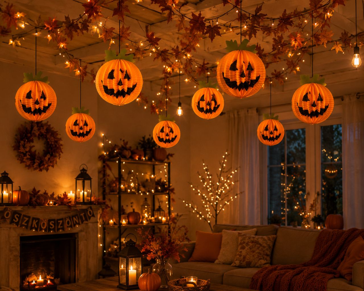 Halloween papír töklámpás függő dekoráció 16 cm – Méhsejt papír dísz Halloween papír töklámpás függő dekoráció 16 cm – Méhsejt papír dísz