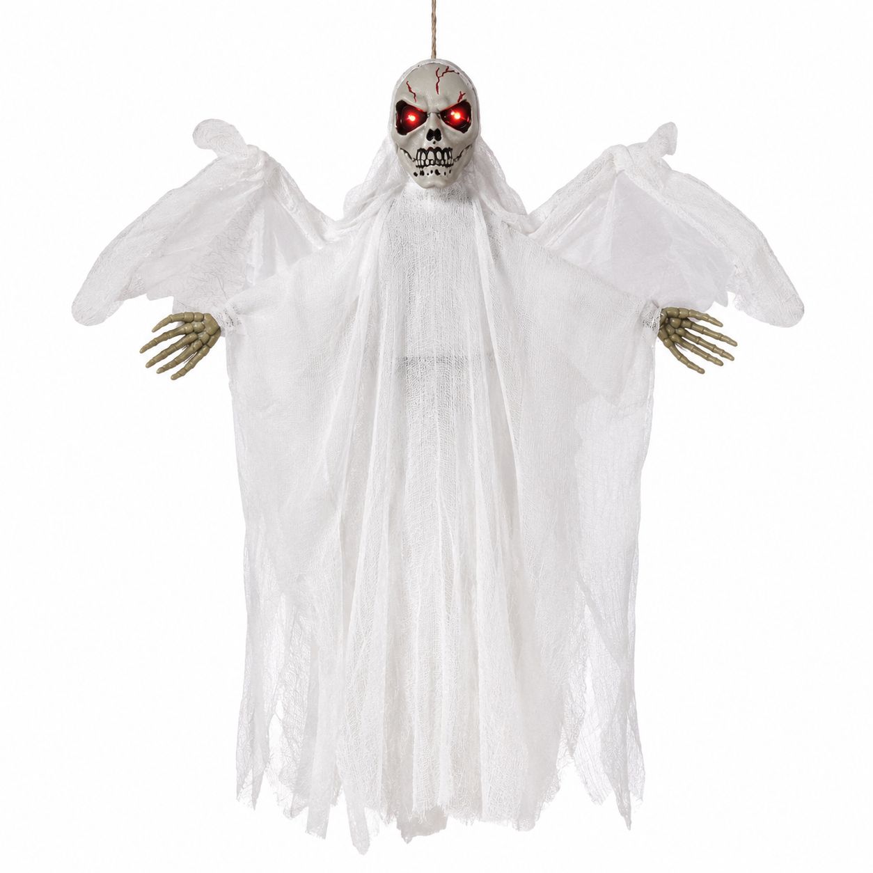 Halloween LED szellem függő dekoráció 55 cm – Hanggal és világító szemekkel Halloween LED szellem függő dekoráció 55 cm – Hanggal és világító szemekkel