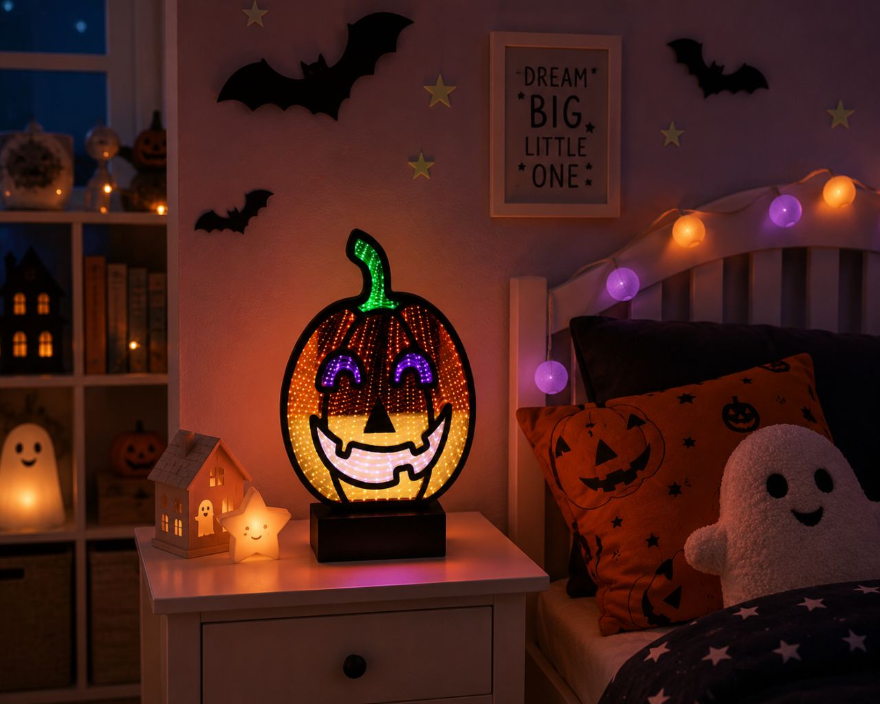 LED Halloween Tök Lámpa Végtelen Tükör Effekttel LED Halloween Tök Lámpa Végtelen Tükör Effekttel