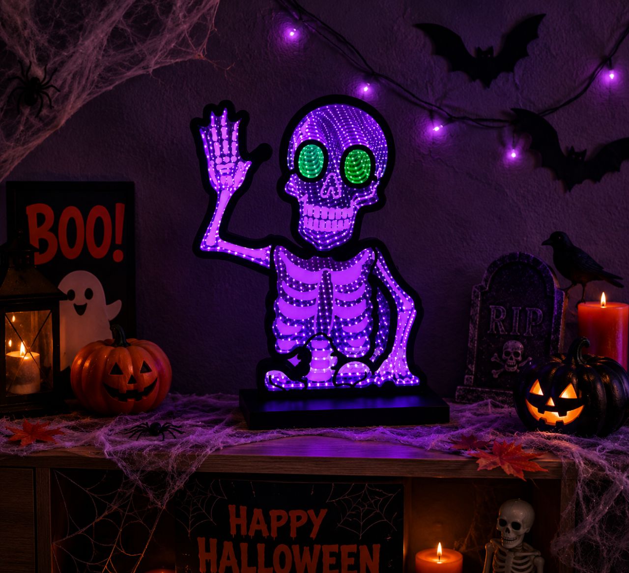 LED Halloween Csontváz Lámpa – Infinity Mirror LED Dekoráció