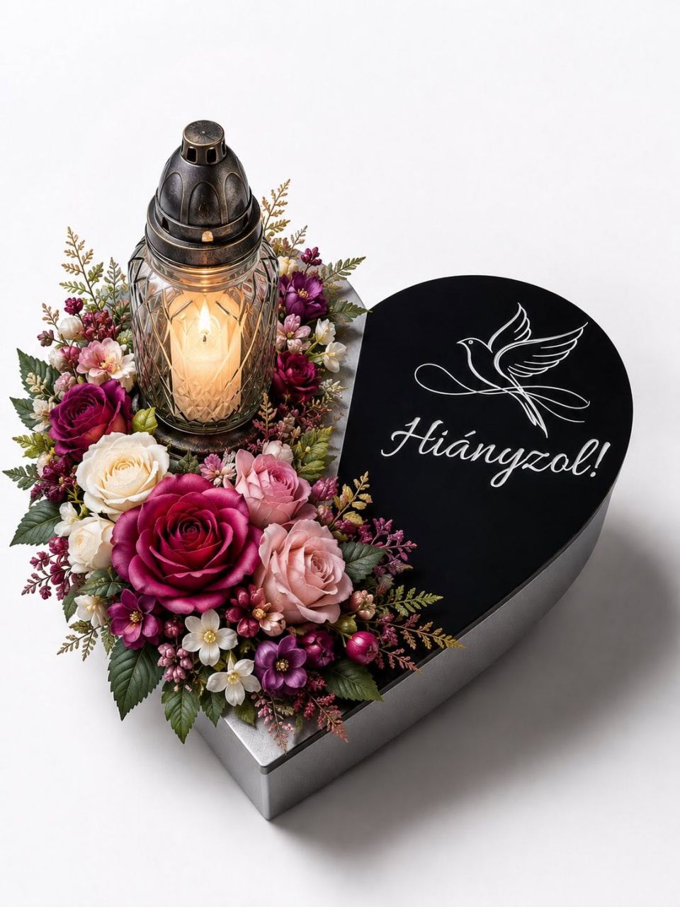 Prémium emlékszív – „Hiányzol!” galamb mintával 21 cm Prémium emlékszív – „Hiányzol!” galamb mintával 21 cm