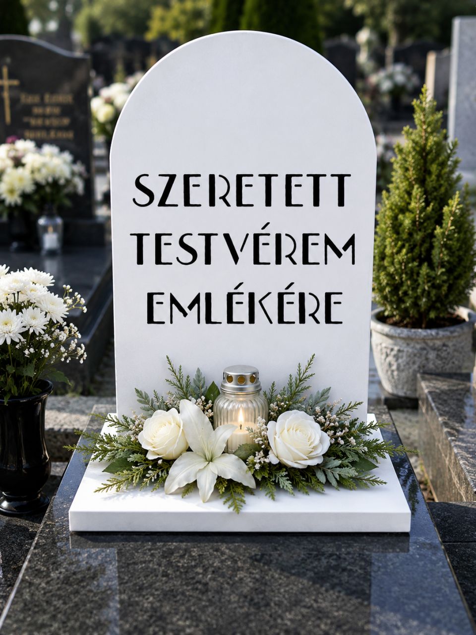 Kegyeleti tábla kerekített – festett fa, többféle felirattal Kegyeleti tábla kerekített – festett fa, többféle felirattal